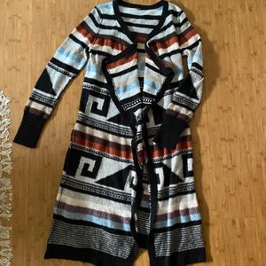 Feee people tribal print duster sweater cardigan L